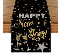 Artoid Mode Chemin de table Happy New Year Bonne année 2026 - Décoration de table de cuisine d'hiver, intérieur, vacances, fête - 40 x 240 cm