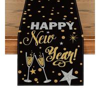 Artoid Mode Chemin de table Happy New Year Bonne année 2026 - Décoration de table de cuisine d'hiver, intérieur, vacances, fête - 40 x 100 cm
