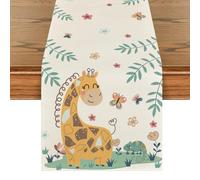 Artoid Mode Chemin de table pour enfant - Motif girafe papillon jungle - Décoration saisonnière de cuisine, table à manger en intérieur, décor de fête/vacances - 40 x 140 cm