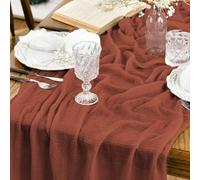 Artoid Mode Chemins de Table Gaze Mousseline Bohême Terre Cuite 300 cm, Décoration de Table de Cuisine Vacances Mariage Fête d'anniversaire