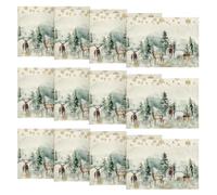Artoid Mode Ensemble de 12 sets de table en pin et orignal avec flocons de neige pour Noël, 30x45cm - Sets de table pour fêtes d'hiver, banquets, décoration de cuisine et de salle à manger