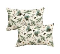 Artoid Mode Ensemble de 2 housses de coussin décoratives en forme d'étoile, pomme de pin, feuilles de sapin de Noël, 30 x 50 cm, housse de coussin pour canapé, salon, décoration de Noël