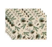 Artoid Mode Ensemble de 4 sets de table bruns étoile pommes de pin feuilles Noël, 30x45cm, pour hiver, fêtes de fin d'année, décoration de cuisine, de table, lavables, décoratifs pour fête