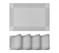 Artoid Mode Ensemble de 4 sets de table en PVC argent gris, 30x45cm, sets de table lavables, résistants aux taches et à la chaleur, sets de table pour la maison, la cuisine, décoration