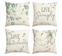 Artoid Mode Eucalyptus Live Simply Love Abundantly Printemps Lot de 4 housses de coussin décoratives d'été pour canapé, salon, 50 x 50 cm