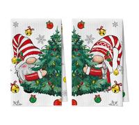 Artoid Mode GNOME Lot de 2 torchons de cuisine, en microfibre, absorbants, motif arbres, flocons de neige, pour bar, Noël, 42 x 65 cm, pour décoration de cuisine de Noël