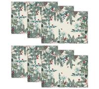 Artoid Mode Holly Eucalyptus Mistletoe Noël Sets de table 6 pièces, 30x45cm Nappe de table d'hiver Lavable Décoration de cuisine pour fête