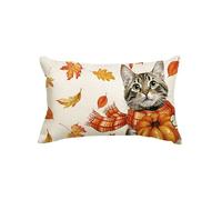 Artoid Mode Housse de Coussin Automne Chats Feuilles Citrouilles 30x50 cm | Saisonnière Écharpes Fall Décoration pour Canapé Salon
