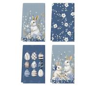 Artoid Mode Kapok Lot de 4 torchons de cuisine, en polyester, motif hortensia, lapin, feuilles et œufs de Pâques, 42 x 65 cm, motif papillon