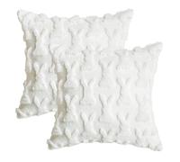 Artoid Mode Lot de 2 housses de coussin décoratives en fourrure synthétique - Motif lapin de Pâques - Blanc crème - 45 x 45 cm - Pour canapé, chambre à coucher
