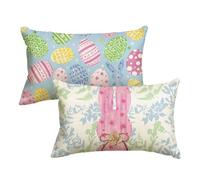 Artoid Mode Lot de 2 housses de coussin décoratives pour canapé, salon, motif feuilles de miel, lapin, œufs de Pâques, 30 x 50 cm