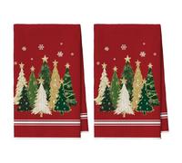 Artoid Mode Lot de 2 torchons de cuisine, en microfibre, absorbants, 42 x 65 cm, motif d'arbres, d'étoiles, de flocons de neige, de Noël, de bar, de cuisine, décoration