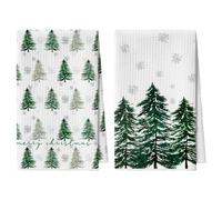 Artoid Mode Lot de 2 torchons de cuisine, en microfibre, absorbants, 42 x 65 cm, motif de pin, flocons de neige, arbres, décoration de cuisine
