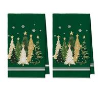 Artoid Mode Lot de 2 torchons de cuisine, en microfibre, absorbants, 42 x 65 cm, motifs d'arbres, d'étoiles, de flocons de neige, de Noël, de bar, de cuisine, décoration