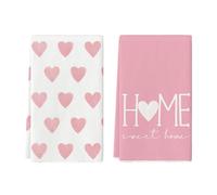 Artoid Mode Lot de 2 torchons de cuisine « Love Heart Home Sweet Home » pour la Saint-Valentin, 42 x 65 cm