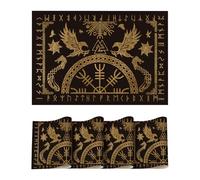 Artoid Mode Lot de 4 sets de table en PVC résistant aux taches et à la chaleur - 30 x 45 cm - Motif : corbeau viking et casque de révérence - Décoration de cuisine