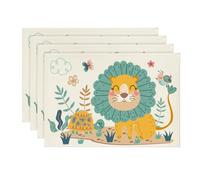 Artoid Mode - Lot de 4 sets de table lavables pour enfant - Motif lion et jungle - 30 x 45 cm - Décoration pour la cuisine, la fête