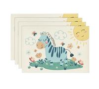 Artoid Mode - Lot de 4 sets de table lavables pour enfant - Motif zèbre, soleil et jungle - 30 x 45 cm - Décoration pour la cuisine, la fête