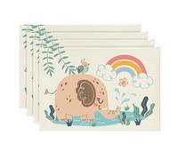 Artoid Mode Lot de 4 sets de table lavables pour enfants - Motif éléphant - Arc-en-ciel - Jungle - 30 x 45 cm - Décoration de cuisine, de fête