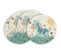 Artoid Mode Lot de 4 sets de table, motif zèbre, soleil, jungle, pour enfants, 37 cm, pour cuisine, décoration intérieure, vacances, décoration de fête