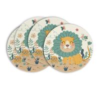 Artoid Mode Lot de 4 sets de table pour enfants - Tortue Lion, Jungle - 37 cm - Décoration intérieure - Vacances - Décoration de fête