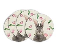 Artoid Mode - Lot de 4 sets de table tulipe lapin pour Pâques, 37 cm - Décoration de table saisonnière de printemps pour la cuisine - Décoration intérieure pour les fêtes et les vacances