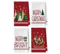 Artoid Mode Lot de 4 torchons de cuisine, en microfibre, absorbants, 42 x 65 cm, motif de pin, flocons de neige, étoiles, Noël, bar, décoration de cuisine