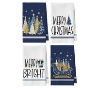 Artoid Mode Lot de 4 torchons de cuisine, en microfibre, absorbants, 42 x 65 cm, motif de pin, flocons de neige, étoiles, décoration de cuisine