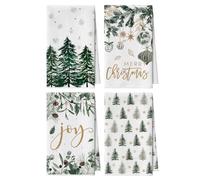 Artoid Mode Lot de 4 torchons de cuisine, en microfibre, absorbants, motif arbres, flocons de neige, pins, Noël, bar, 42 x 65 cm, pour décoration de cuisine