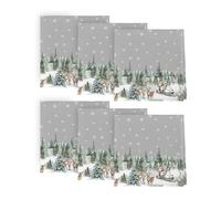 Artoid Mode Lot de 6 serviettes en tissu avec flocons de neige, arbres, bonhomme de neige, renne de Noël, 45 x 45 cm, décoration de cuisine, dîner, café, célébration, décoration