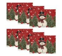 Artoid Mode Lot de 6 Sets de table, Bonhomme de neige Rouge Echarpes Pins Noël, Vacances, Lavables, Sets de table Cuisine décoration de fête, 30x45cm
