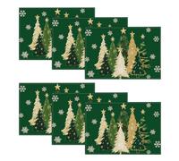 Artoid Mode Lot de 6 sets de table de Noël, verts, arbres, étoiles, 30 x 45 cm, lavables, pour l'hiver, la cuisine, la décoration de fête