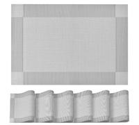 Artoid Mode Lot de 6 sets de table en PVC argent gris, 30x45cm - Sets de table lavables, résistants aux taches et à la chaleur - Décoration pour la maison, la cuisine