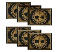 Artoid Mode Lot de 6 sets de table - Viking Futhark - Runes Odin - Arbre de vie - Lavables - 30 x 45 cm - Pour les vacances, la cuisine, la décoration de fête