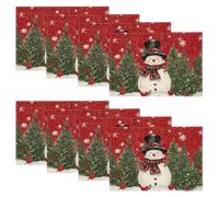 Artoid Mode Lot de 8 sets de table de Noël, motif bonhomme de neige, écharpes rouges, pin, lavables, 30 x 45 cm, pour vacances, cuisine, décoration de fête