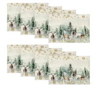 Artoid Mode Lot de 8 sets de table de Noël pin élan flocons de neige, 30 x 45 cm, napperons sets de table pour hiver, vacances, banquet, cuisine, décoration de fête