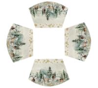 Artoid Mode Motif Sapin, Élan, Flocons de neige Noël 4 sets de placemats, 30x45cm pour la cuisine, décoration de table intérieure, décor de fête, décor de vacances