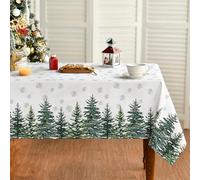 Artoid Mode Nappe Noël Flocons de Neige Arbres 140 x 200 cm | Xmas Hiver Anti-taches Linge de Table Cuisine Fête Déco