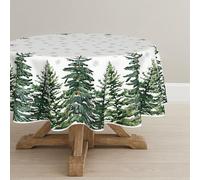 Artoid Mode Nappe Noël Flocons de Neige Arbres Ronde 120 cm | Xmas Hiver Anti-taches Linge de Table Cuisine Fête Déco