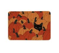 Artoid Mode Paillasson d'automne chat noir citrouilles - Décoration de la maison - Tapis de sol - Pour l'intérieur et l'extérieur - 40 x 60 cm