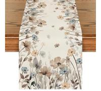 Artoid Mode Peinture à l'encre - Chemin de table de printemps - Motif coquelicots - Décoration de table de cuisine d'automne - Décoration intérieure, vacances, fête - 40 x 100 cm