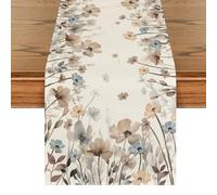 Artoid Mode Peinture à l'encre - Chemin de table - Motif coquelicots et fleurs - Printemps - Décoration de table de cuisine d'automne - Décoration intérieure, vacances, fête - 40 x 240 cm