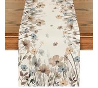 Artoid Mode Peinture à l'encre - Chemin de table - Motif coquelicots et fleurs - Printemps - Décoration de table de cuisine d'automne - Décoration intérieure, vacances, fête - 40 x 180 cm