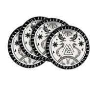Artoid Mode Set de 4 Paillassons Blancs Vikings Arbre de Vie Corbeau Casque de l'Honneur, 37 cm, Décoration de Table de Cuisine, Intérieur, Décor de Fête, Décor de Vacances