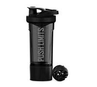 Artoid Mode Shaker Protéines Avec compartiment à poudre Boissons sportives Lavage à la main Noir/Gris 720ml, tamis Boule en Spirale Organisateur 200ml Compléments alimentaires Sans BPA