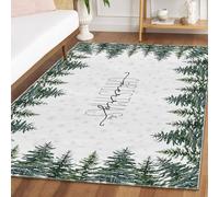 Artoid Mode Tapis de Noël en forme de pins flocon de neige et arbres - 160 x 220 cm - Mery Xmas - Antidérapant - Dessous antidérapant - Décoration de cuisine et de salon