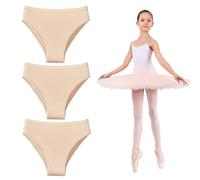 Artomnivera 3 Pack Girls Dance Underwear - Seamless High-Waisted Ballet Knickers for Dance Gymnastics - Skin Coloured Pants for Girls Aged 3-12 - Nude Ballet Briefs & Gym Pants