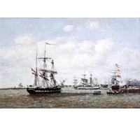 ARToPHIIU Art Imprimé Image Peinture Murale Art Impression Tableaux Anvers le Port par Eugène Louis Boudin Images Abstraites Pour les Décorations pour la Maison 60x90cm