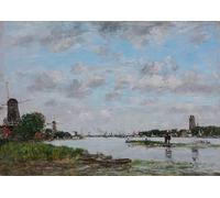 ARToPHIIU Art Imprimé Image Peinture Murale Art Impression Tableaux la Meuse près de Dordrecht par Eugène Louis Boudin Images Abstraites Pour les Décorations pour la Maison 60x90cm