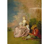 ARToPHIIU Art Imprimé Image Peinture Murale Art Impression Tableaux L'amant timide de Jean Antoine Watteau Images Abstraites Pour les Décorations pour la Maison 60x90cm